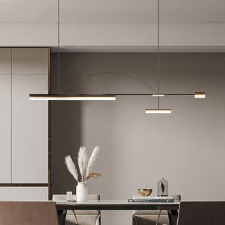 Arisha Longueur Moderne LED Suspension Noir Métal Salle À Manger