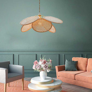 Ritta Suspension Petale Naturelle, Metal/Rotin, Bois, Chambre à Coucher
