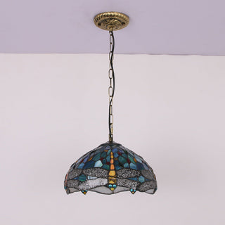 Tiffany Vintage Suspension Tachée Métal Verre Bol Chambre À Coucher