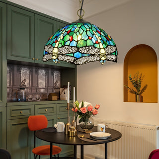 Tiffany Vintage Suspension Tachée Métal Verre Bol Chambre À Coucher