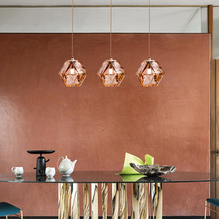 Valentina Polyèdre LED Suspension Métal Verre Cuisine Chambre à Coucher