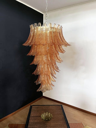Aurora Lustre Ambre Verre Feuille Superposé Déclaration Artistique