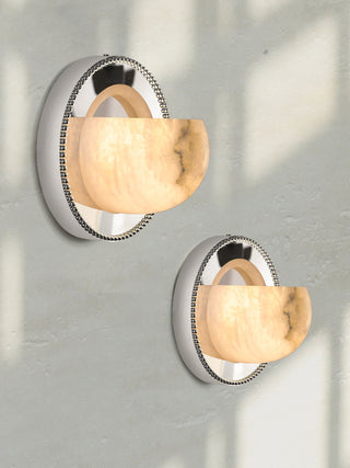 Orbit Pearl Alabaster Wall Light-Neutral Decor
