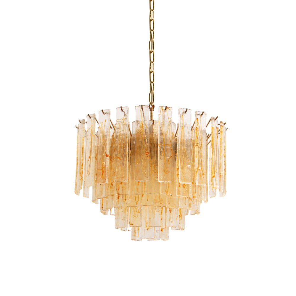 Soline Lustre Doré Ambre Verre Superposé Géométrique Luxe