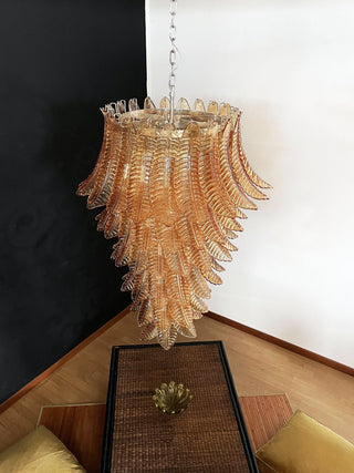 Aurora Lustre Ambre Verre Feuille Superposé Déclaration Artistique