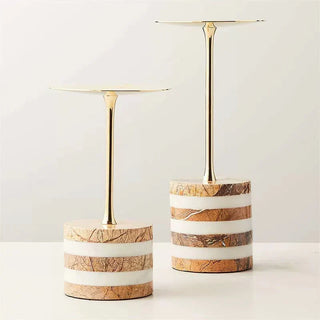 Strata Rise Marble Candle Holder-Neutral Decor