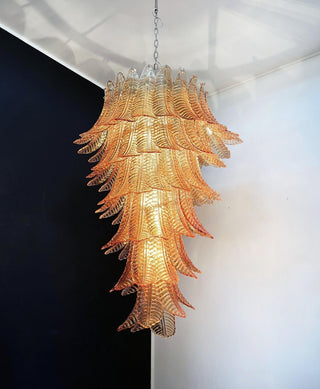 Aurora Lustre Ambre Verre Feuille Superposé Déclaration Artistique