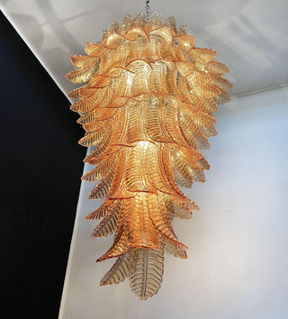 Aurora Lustre Ambre Verre Feuille Superposé Déclaration Artistique
