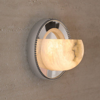 Orbit Pearl Alabaster Wall Light-Neutral Decor
