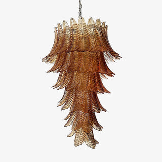 Aurora Lustre Ambre Verre Feuille Superposé Déclaration Artistique