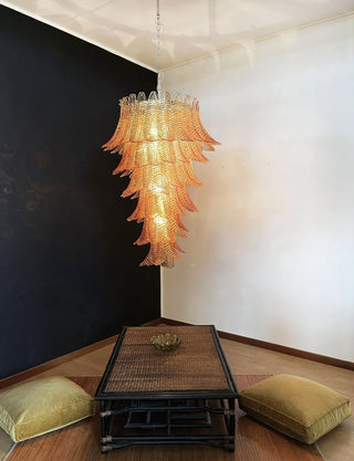 Aurora Lustre Ambre Verre Feuille Superposé Déclaration Artistique