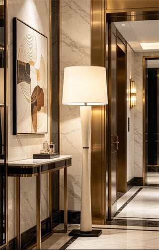 Luxe Leather Floor Lamp-Neutral Decor