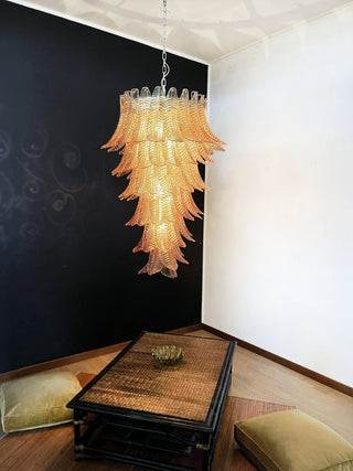 Aurora Lustre Ambre Verre Feuille Superposé Déclaration Artistique