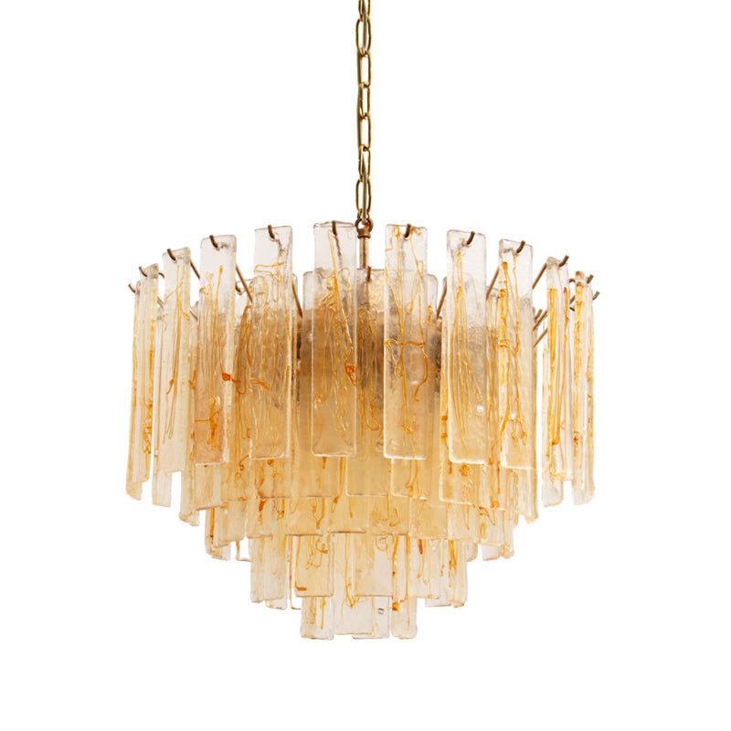 Soline Lustre Doré Ambre Verre Superposé Géométrique Luxe