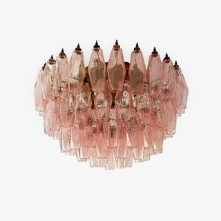 Aurora Plafonnier Rose Losange Verre Superposé Vintage Élégance