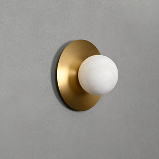 Round Alabaster Orb Sconce-Neutral Decor