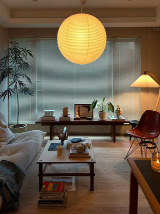 Solara Suspension Bambou Papier Washi Ronde