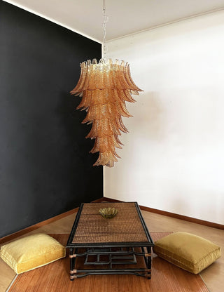 Aurora Lustre Ambre Verre Feuille Superposé Déclaration Artistique