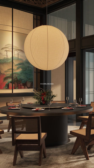 Solara Suspension Bambou Papier Washi Ronde