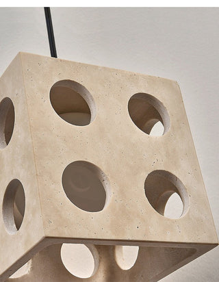 Dice Travertine Pendant Light-Neutral Decor
