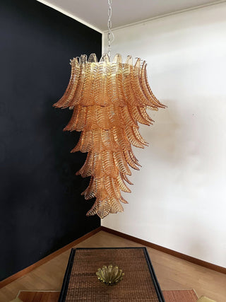 Aurora Lustre Ambre Verre Feuille Superposé Déclaration Artistique