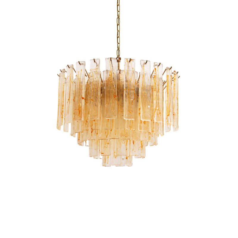Soline Lustre Doré Ambre Verre Superposé Géométrique Luxe