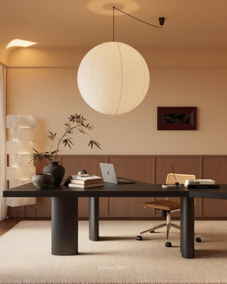 Solara Suspension Bambou Papier Washi Ronde