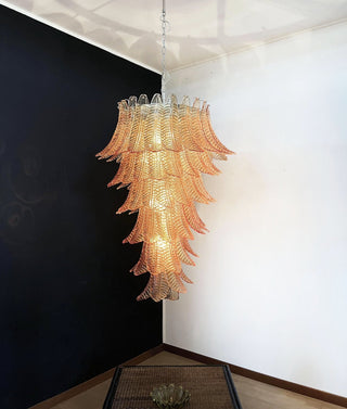 Aurora Lustre Ambre Verre Feuille Superposé Déclaration Artistique