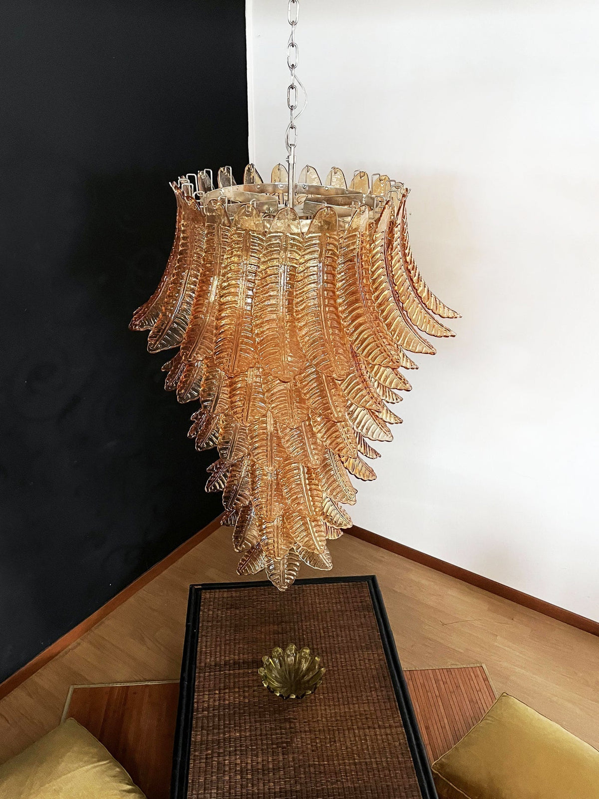 Vivara Lustre Ambre Verre Feuille Superposé Déclaration Artistique