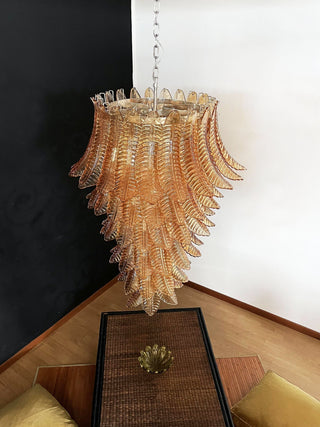 Aurora Lustre Ambre Verre Feuille Superposé Déclaration Artistique