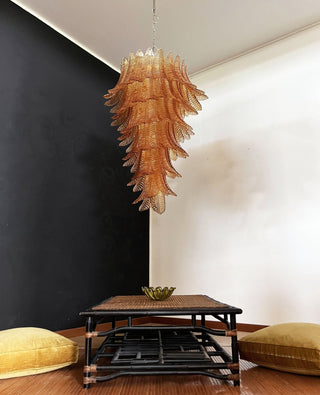 Aurora Lustre Ambre Verre Feuille Superposé Déclaration Artistique