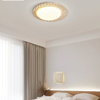 Textured Organic Travertine Ceiling Lamp-Neutral Decor