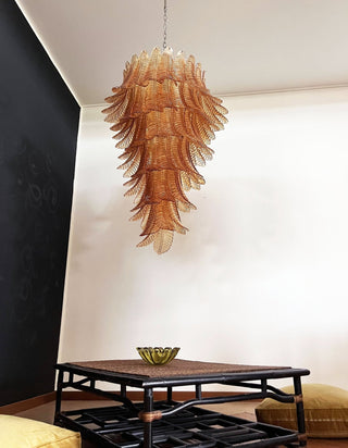 Aurora Lustre Ambre Verre Feuille Superposé Déclaration Artistique