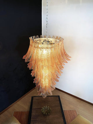 Aurora Lustre Ambre Verre Feuille Superposé Déclaration Artistique