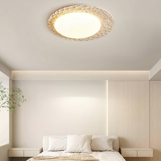 Textured Organic Travertine Ceiling Lamp-Neutral Decor