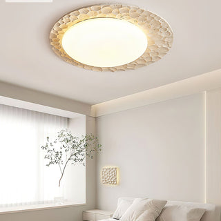 Textured Organic Travertine Ceiling Lamp-Neutral Decor