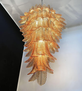 Aurora Lustre Ambre Verre Feuille Superposé Déclaration Artistique