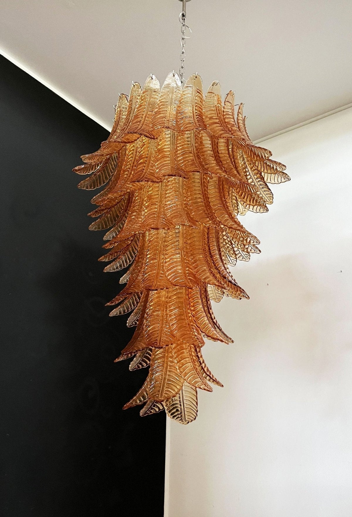 Vivara Lustre Ambre Verre Feuille Superposé Déclaration Artistique