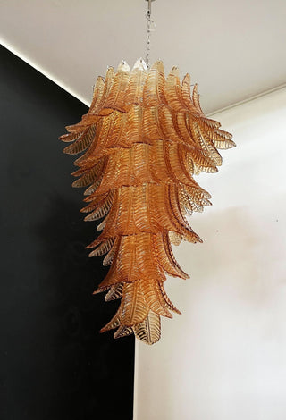 Aurora Lustre Ambre Verre Feuille Superposé Déclaration Artistique