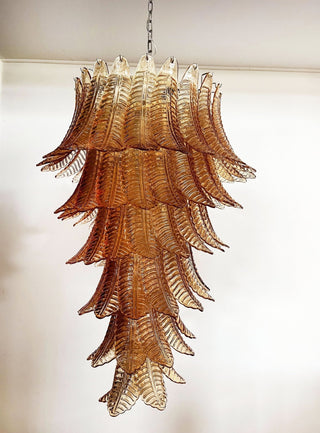 Aurora Lustre Ambre Verre Feuille Superposé Déclaration Artistique