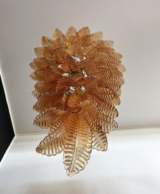 Aurora Lustre Ambre Verre Feuille Superposé Déclaration Artistique