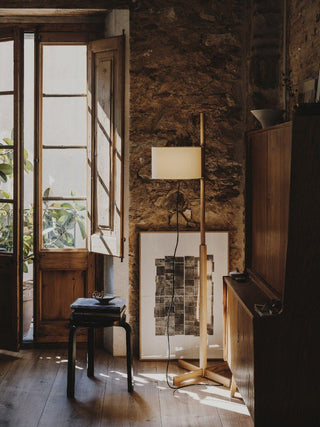 Jex Lampadaire en Bois Et Tissu