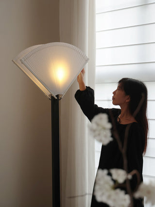 Pleated Fan Floor Lamp-Neutral Decor