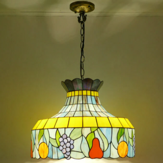 Tiffany Vintage LED Suspension Métal Verre Chambre À Coucher