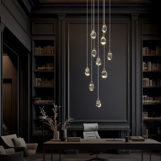 Kristy Luminaire Or Suspension Verre/Métal Pierres Chambre/Salon
