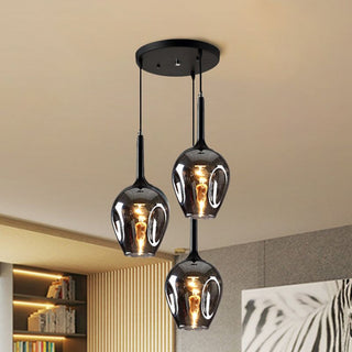 Valentina LED Suspension Bleu Gris Verre Salle à Manger Chambre à coucher