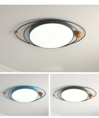 Arisha Plafonnier Rond Moderne, Metal/Bois, Blanc/Noir/Gris/Vert/Bleu, Salon
