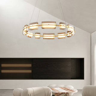 Arisha Suspension Anneau Simple, Cuivre/Verre, Noir/Or, Salon/Chambre
