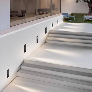 Ray Éclairage Escalier Extérieur Carré Simple, Métal/Acrylique, Noir/Gris/Blanc, Escalier