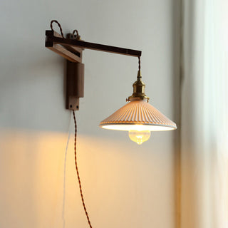 Muto Applique Murale Dôme Vintage, Céramique/Bois, Noyer/Bois/Transparent, Salon